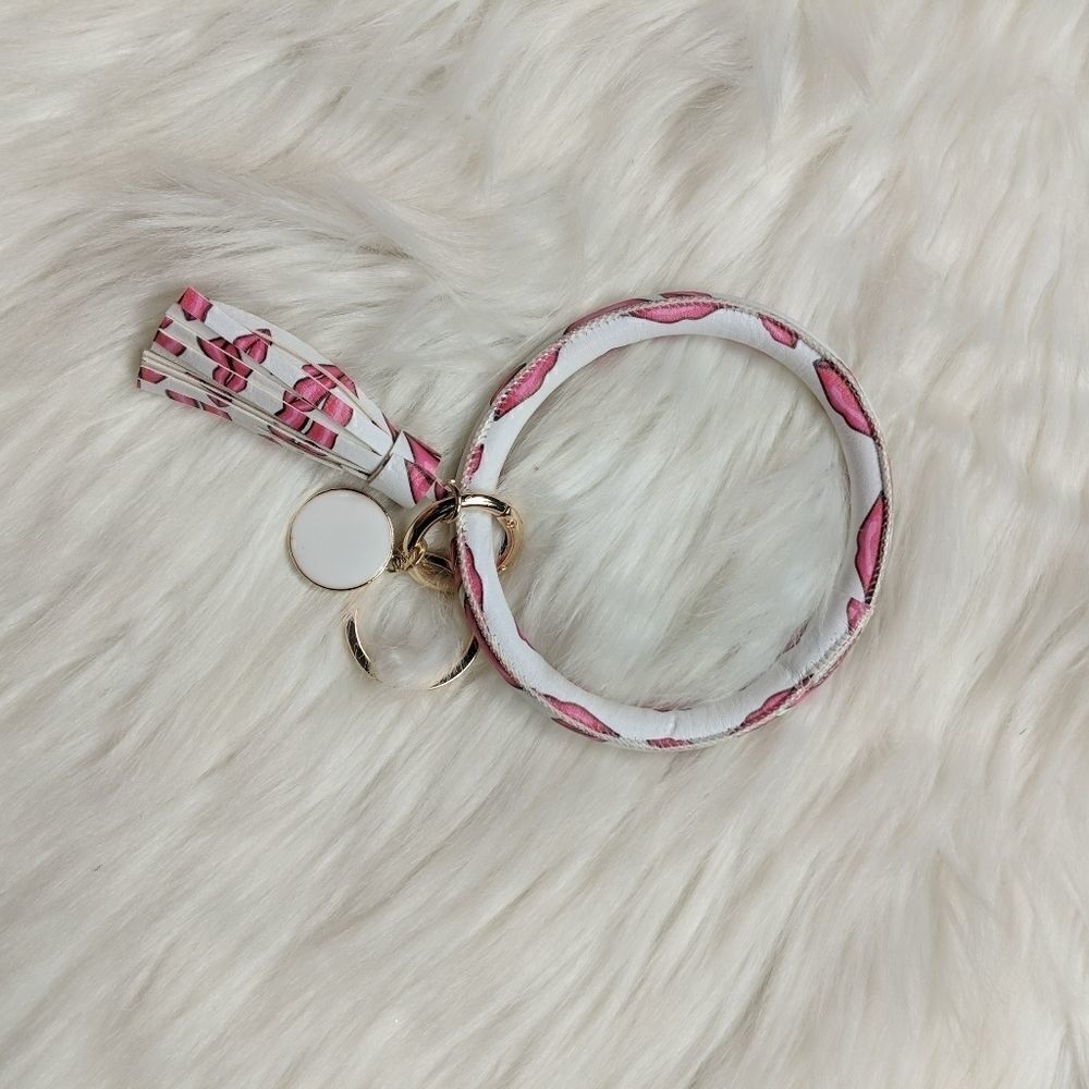 Wristlet bangle keychain bracelet tassel keyring